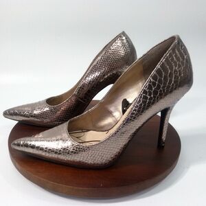 Sam & Libby Women's 9 Stiletto Heels Silver Snakeskin